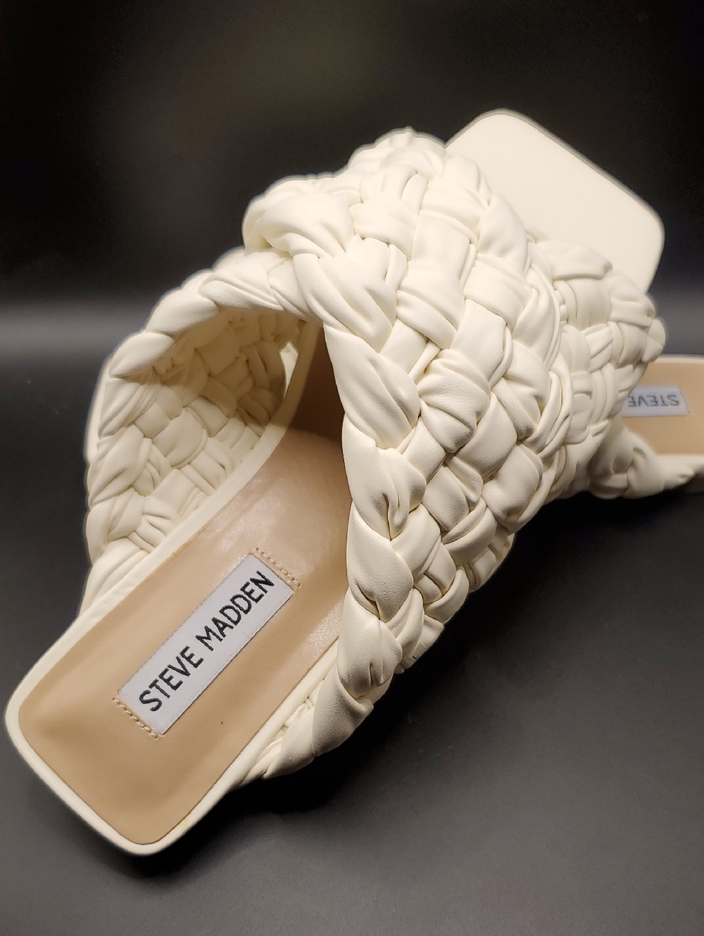 Steve Madden Cream Braided Slide Mules